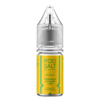 Pod Salt Fusion -Nexus Pineapple Passion Lime Nic Salt 10ml - 20mgEin leidenschaftlich tropischer Vape mit einem Nexus aus fruchtigen Aromen. Schmecken Sie saftige Ananas neben den Zitrusnoten der Passionsfrucht, gekrönt von spritzigen Limettenscheiben.- Geschmacks-Profil: Ananas, Passionsfrucht, Limette- Inhalt: 10ml- Nikotinstärke: 5mg / 10mg / 20mg- Mischungsverhältnis: 50VG/50PGFür das beste Pod Salt-Erlebnis empfehlen wir den MTL-Stil und jedes Gerät mit niedriger Wattzahl (10-20 Watt), mittlerem bis engem Zug und einem Widerstand von 0,8-1,2 Ohm..Pod Salt Nexus Pineapple Passion Lime Nic Salt 10ml - 20mgMit einem Nikotingehalt von 20mg/ml ist wenig Dampf erforderlich um den Nikotinbedarf zu befriedigen. Das Nikotinsalz ermöglicht einen viel sanfteren Throat Hit als regulär. Diese Kombination ist optimal für Podsystem und MTL-Verdampfer!Pod Salt repliziert die in Tabakblättern natürlich vorkommenden Nikotinsalze, um ein perfekt glattes Erlebnis mit minimaler Rachenreizung zu erzielen. Mit Nikotinsalzen wird das Nikotin schneller absorbiert und bleibt länger erhalten, um ein höheres Maß an Zufriedenheit zu erzielen als mit herkömmlichen Nikotin-E-Flüssigkeiten.Diese Kombination von Faktoren hilft mehr Rauchern beim Übergang vom Tabakkonsum, und auch viele derzeitige Vaper stellen den Wechsel ein. Stealth-Vaping war noch nie einfacher oder befriedigender.Inhalt: 10 mlNikotingehalt: 20 mgMischverhältnis: 50% PG / 50% VGInhaltstoffe: Propylenglykol, pflanzliches Glyzerin, Aromen, Nikotin13409Pod Salt - Nikotinsaltz6,90 CHFsmoke-shop.ch6,90 CHF