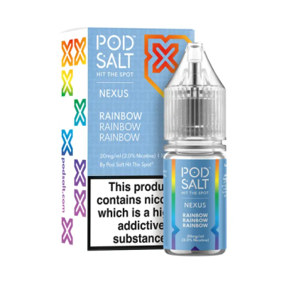 Pod Salt Fusion - Nexus Rainbow Rainbow Rainbow Nic Salt 10ml - 20mgTreten Sie ein in die Welt des Regenbogens und probieren Sie das gesamte Spektrum an süßen Geschmacksrichtungen, inspiriert von beliebten Süßigkeiten. Ein verlockender Nexus aus süß und spritzig mit fruchtigen Noten.- Geschmacksprofil: Süßigkeiten- Inhalt: 10ml- Nikotinstärke: 5mg / 10mg / 20mg- Mischungsverhältnis: 50VG/50PGFür das beste Pod Salt-Erlebnis empfehlen wir den MTL-Stil und jedes Gerät mit niedriger Wattzahl (10-20 Watt), mittlerem bis engem Zug und einem Widerstand von 0,8-1,2 Ohm.Pod Salt Nexus Rainbow Rainbow Rainbow Nic Salt 10ml - 20mgMit einem Nikotingehalt von 20mg/ml ist wenig Dampf erforderlich um den Nikotinbedarf zu befriedigen. Das Nikotinsalz ermöglicht einen viel sanfteren Throat Hit als regulär. Diese Kombination ist optimal für Podsystem und MTL-Verdampfer!Pod Salt repliziert die in Tabakblättern natürlich vorkommenden Nikotinsalze, um ein perfekt glattes Erlebnis mit minimaler Rachenreizung zu erzielen. Mit Nikotinsalzen wird das Nikotin schneller absorbiert und bleibt länger erhalten, um ein höheres Maß an Zufriedenheit zu erzielen als mit herkömmlichen Nikotin-E-Flüssigkeiten.Diese Kombination von Faktoren hilft mehr Rauchern beim Übergang vom Tabakkonsum, und auch viele derzeitige Vaper stellen den Wechsel ein. Stealth-Vaping war noch nie einfacher oder befriedigender.Inhalt: 10 mlNikotingehalt: 20 mgMischverhältnis: 50% PG / 50% VGInhaltstoffe: Propylenglykol, pflanzliches Glyzerin, Aromen, Nikotin13411Pod Salt - Nikotinsaltz6,90 CHFsmoke-shop.ch6,90 CHF