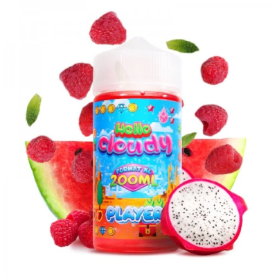 Player 0mg - 200ml - Hello Cloudy - Wassemelone Himbeer DrachenfruchtLieferumfang: Player 0mg 200ml - Hello Cloudy - Wassemelone Himbeer DrachenfruchtGerschmack: Der Hello Cloudy Player ist die perfekte Kombination der Süße einer Wassermelone mit der süßsauren Seite von Himbeere und Drachenfrucht ... eine wahre Geschmacksexplosion!Hello CloudyHerstellungsland FrankreichFruchtiger &amp; frischer Geschmack50/50 PG/GE-VerhältnisVerpackung 200-ml-PE-Flasche mit kindersicherem VerschlussFassungsvermögen 200mlNikotin-Dosierung 0mgSucralose Nein9846Hello Cloudy - Premium Liquids Frankreich28,00 CHFsmoke-shop.ch28,00 CHF