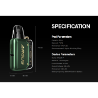 Pod Kit Argus P1 - von Voopoo - Podverdampfer - USB CDie Argus-Serie ist mit dem P1, einem neuen pod unterzeichnet Voopoo wo Eleganz trifft Moderne bereichert.Sehr kompakte Größe!2ml Patrone kompatibel mit ITO-Spulen.Von 5 bis 20 Watt!Einstellbarer Luftstrom, um den Zug zu variieren: MTL zu RDLEingebaute 800mAh Batterie.Lieferumfang:1 x Argus P1 Pod1 x ITO-M1 0.7Ω Widerstand1 x ITO-M3 1,2Ω-Widerstand1 x Benutzerhandbuch1 x USB-C Kabel1 x UmhängebandEigenschaften:Kartusche: 2ml800mAh AkkuLeistung: 5-20WKompatibel mit ITO-Serie SpuleEinstellbarer Luftstrom13533Voopoo24,90 CHFsmoke-shop.ch24,90 CHF