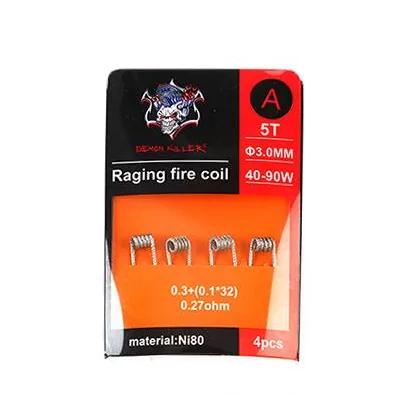 4x Raging Fire Coil N80 A 0.30ohms - Demon KillerLieferumfang: 1x Raging Fire Coil N80 - A- Demon KillerA 0,3mm+(0,1mm*32) 0,27 Ohm Die neuen Coils von Demon Killer sind aus hochwertigem Ni80 Draht mit 3mm Durchmesser und in vier Ausführungen vorgefertigt. Mit den innovativen fünffach gedrehten Coils können Sie unbeschwert und langanhaltend Ihre Selbstwickelverdampfer maximal ausnutzen. Demon Killer Coils bestehen aus mehreren, superfeinen Draht-Schichten, die ein ultimatives Dampferlebnis ermöglichen und dichte Wolken erzeugen. EigenschaftenManufacturer: Demon KillerMaterial(s): N80 A 0,3mm+(0,1mm*32) 0,27 Ohm5676Demon Killer6,90 CHFsmoke-shop.ch6,90 CHF 4x Raging Fire Coil N80 A 0.30ohms - Demon KillerLieferumfang: 1x Raging Fire Coil N80 - A- Demon KillerA 0,3mm+(0,1mm*32) 0,27 Ohm Die neuen Coils von Demon Killer sind aus hochwertigem Ni80 Draht mit 3mm Durchmesser und in vier Ausführungen vorgefertigt. Mit den innovativen fünffach gedrehten Coils können Sie unbeschwert und langanhaltend Ihre Selbstwickelverdampfer maximal ausnutzen. Demon Killer Coils bestehen aus mehreren, superfeinen Draht-Schichten, die ein ultimatives Dampferlebnis ermöglichen und dichte Wolken erzeugen. EigenschaftenManufacturer: Demon KillerMaterial(s): N80 A 0,3mm+(0,1mm*32) 0,27 Ohm5676Demon Killer6,90 CHFsmoke-shop.ch6,90 CHF
