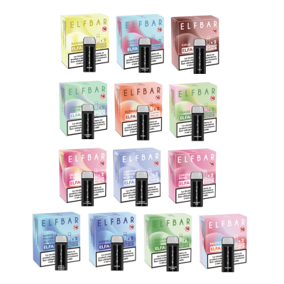 Elfa Pod Nachfüll - Kartuschen von Elf BarLieferumfang: 1x Elfa Nachfüll - Kartuschen von Elf BarDie Elfa Pod Kartuschen von Elf Bar wurden für das Elfa Pod Kit von Elf Bar entwickelt und sind in 13 unterschiedlichen Geschmacksrichtungen erhältlich. Im Lieferumfang sind jeweils 2 Kartuschen pro Aroma enthalten. Verschiedene Geschmacksrichtungen auswählbar2 Patronen in verschiedenen GeschmacksrichtungenMenge der Flüssigkeit: je 2mlNikotingehalt: 20mg/ml NikotinsalzAnzahl der Puffs: je 600 Puffs (Herstellerangaben ohne Gewähr)Zugverhalten: Mund zu Lunge (MTL)Länge: 52mmDurchmesser: 19mmKompatibel mit dem Elfbar ELFA Starter Kit (separat erhältlich).Intensive Geschmäcker13624Elf Bar - Disposable Pods5,90 CHFsmoke-shop.ch5,90 CHF Elfa Pod Nachfüll - Kartuschen von Elf BarLieferumfang: 1x Elfa Nachfüll - Kartuschen von Elf BarDie Elfa Pod Kartuschen von Elf Bar wurden für das Elfa Pod Kit von Elf Bar entwickelt und sind in 13 unterschiedlichen Geschmacksrichtungen erhältlich. Im Lieferumfang sind jeweils 2 Kartuschen pro Aroma enthalten. Verschiedene Geschmacksrichtungen auswählbar2 Patronen in verschiedenen GeschmacksrichtungenMenge der Flüssigkeit: je 2mlNikotingehalt: 20mg/ml NikotinsalzAnzahl der Puffs: je 600 Puffs (Herstellerangaben ohne Gewähr)Zugverhalten: Mund zu Lunge (MTL)Länge: 52mmDurchmesser: 19mmKompatibel mit dem Elfbar ELFA Starter Kit (separat erhältlich).Intensive Geschmäcker13624Elf Bar - Disposable Pods5,90 CHFsmoke-shop.ch5,90 CHF