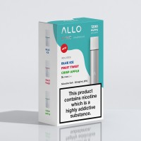 ALLO SYNC – STARTER KIT - mit 3 Pods - USB CDie Komplettlösung für alle, die mit dem Rauchen aufhören wollen.Das Black Starter Kit enthält ein Sync-Gerät sowie 3 Geschmackspads - Juicy Mango, Fresh Grape und Summer Fruits - mit einer Dauer von 1.200 Zügen voller köstlichem Geschmack.Das Silver Starter Kit enthält ein Sync-Gerät sowie 3 Geschmackspads - Blue Ice, Fruit Twist und Crisp Apple - mit einer Dauer von 1.200 Zügen mit köstlichem Geschmack.Das Allo SYNC Kit ist ein schlankes Vape-Kit im Pen-Stil mit modernem, kompaktem Design und superschnellem Ladevorgang, der innerhalb von 20 Minuten fast vollständig aufgeladen ist. Sie können es durch einfaches Ziehen am Mundstück aktivieren und es verfügt über eine Mesh-Coil-Technologie, die ein reibungsloses Dampferlebnis gewährleistet.Der Allo Sync bietet wirklich eine völlig neue Erfahrung in der Welt der Closed-Pods.Geräte-Spezifikationen:Erhältlich in 2 Farben: Schwarz &amp; SilberAkku: 350 mAhWattzahl: 3,6 VIntegrierter Smart-ChipsatzAbmessungen (mit Pods): 19mm x 11mm x 112mmPod-Spezifikationen:Flüssigkeitsvolumen: 2 mLNikotinstärke: 20mg,S-kompatible PodsSpulen-Widerstand: 0.9-1.0 OhmSpulen-Material: Mesh13892Allo Vape Device Disposable7,50 CHFsmoke-shop.ch7,50 CHF