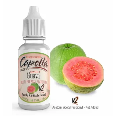 Sweet Guava V2 - Capella Aroma 13ml (DIY)13 ml Capella Aroma&nbsp;Sweet Guava&nbsp;zum Mischen mit Basis-LiquidCapella Aromen sind "Made in USA" und werden ohne Diacetyl hergestellt.Die Capella Aromen werden in einer PE-Flasche mit Tropfauslass versendet.&nbsp;Empfohlene Dosierung: ca. 5%-10% (0,5-1ml Aroma auf 10ml Basis-Liquid) Bitte die Dosierung an den VG Anteil der Basis anpassen (mehr VG = mehr Aroma)3335Capella Flavours5,80&nbsp;CHFsmoke-shop.ch5,80&nbsp;CHF
