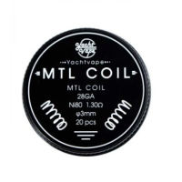 Mtl Coil 28GA ni80 1.3Ohm 3mm (20 Stück) - YachtvapeLieferumfang: Mtl Coil 28GA ni80 1.3Ohm 3mm (20 Stück) - YachtvapeDiese Packung enthält 20 Spulen.Hergestellt aus Ni80.Mtl Spule 28GAOhm: 1,3Ω pro SpuleInnendurchmesser von 3 mm.Leistungsbereich: 10 14W.Absolut ausgezeichnete Geschmack und vape Produktion.14041Yachtvapes - Coils and more9,90 CHFsmoke-shop.ch9,90 CHF