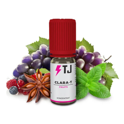 Aroma - Clara-T - 10/30ml von T-Juice GB (DIY)Lieferumfang: 1x Aroma - Clara-T - 30ml oder 10ml von T-Juice GB (DIY) Geschmack: Clara-T T-Juice Aroma (rote Beeren / Trauben + Anis und Menthol)1 x Clara-T T-Juice Aroma 30mlAroma nicht Pur dampfen!Mischverhältnis: 15%empfohlene: Reifezeit: 3-4 Tage14207t-juice logo5,00 CHFsmoke-shop.ch5,00 CHF