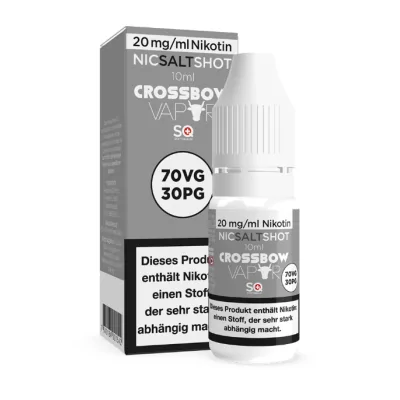 Nikotin Salz Shot by Crossbow Vapor 20mg/ml vers. MischverhältnisseNikotin Salz Shot 20mg/ml 70VG/30PG von Crossbow Vapor erhältlich in der 10ml Flasche. Dieser qualitativ hochwertige Nikotinsalz Shot ist perfekt geeignet um 0mg Liquids und Aromen auf die gewünschte Nikotinstärke anzureichern.14319Crossbow Vapor Squape3,50&nbsp;CHFsmoke-shop.ch3,50&nbsp;CHF