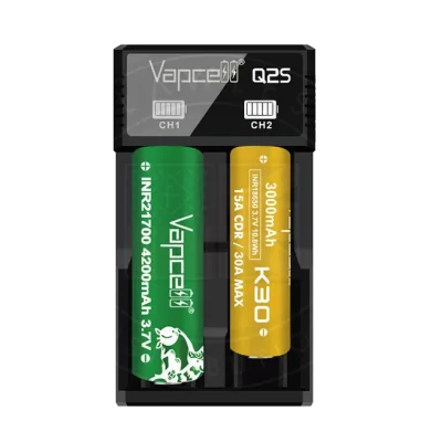 Vapcell Q2S Charger - USB - LadegerätDas Vapcell Q2S ist ein Einsteiger-Ladegerät, das eine große Auswahl an Akkugrößen laden kann, darunter die beliebten Formate 18650, 26650 und 21700. Dieses Ladegerät kann bis zu einer Geschwindigkeit von 1A pro Schacht laden.&nbsp;Fogstar Sicherheitsstandard - Wir haben einen minimalen Sicherheitsstandard für alle unsere Ladegeräte - Verpolungsschutz, Überladeschutz, Überhitzungsschutz, Kurzschlussschutz und aus flammhemmenden Materialien hergestellt.Paketinhalt -Vapcell Q2S Ladegerät, USB-Kabel, Handbuch.(Ohne Batterien (Bild dient zu Illustrationszwecken)14395Efest12,90&nbsp;CHFsmoke-shop.ch12,90&nbsp;CHF