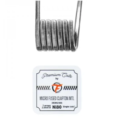 Micro Fused Clapton MTL Ni80 0.88 ohm (10 Stück) Vorgewickelte Coils - FumytechMicro Fused Clapton MTL Ni80 0.88 ohm (10 Stück) Vorgewickelte Coils - FumytechPremium Coils Full Ni80.2x30G/42G.7 Umdrehungen auf einer 2.5mm Ø Achse.Wert von 0.88Ω in Single.Perfekt für Ihre MTL Single Coil Atomizer.14426Fumytech7,90&nbsp;CHFsmoke-shop.ch7,90&nbsp;CHF