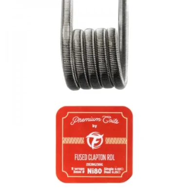 Fused Clapton RDL Ni80 0.50 ohm (10 Stück) Vorgewickelte Coils - FumytechFused Clapton RDL Ni80 0.50 ohm (10 Stück) Vorgewickelte Coils - FumytechPremium Coils Full Ni80.2x28G/38G.5 Umdrehungen auf einer 3mm Ø Achse.Wert von 0.50Ω in Single.Perfekt für Ihre RDL Single Coil Atomizer.14425Fumytech7,90&nbsp;CHFsmoke-shop.ch7,90&nbsp;CHF