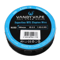 3m Superfine MTL Clapton Wickel-Draht 30ga+38gaLieferumfang:3m Superfine MTL Clapton Wickel-Draht vers. AuswahlHochwertiger Nickel-Chrom oder SS316-Draht für alle Backedampfer, die am liebsten selbst wickelnDer ideale Draht für Selbstwickler. Dank seiner filigranen Bauart ist er immer schnell auf Betriebstemperatur und durch die Nickel-Chrom-Verbindung außerdem geeignet für menthol- und säurehaltige Liquids. Mit der 3-Meter-Spule bekommen Sie einen ausreichend großen Vorrat dieses hochwertigen Drahtes. 14482Vandy Vape Full Steam Ahead6,90 CHFsmoke-shop.ch6,90 CHF