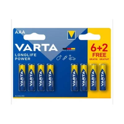 Alcalines AAA Batterien - LR03 Longlife Power 6 + 2 Pack - VartaDie leistungsstärkste unter den VARTA-Batterien. Speziell für den Einsatz in energieintensiven Geräten entwickelt. VARTA LONGLIFE Power Batterien liefern die leistungsstarke Energie, die in Geräten mit hohem Energieverbrauch benötigt wird.Packung mit 8 Alkaline-Batterien AAA LR03 1.5V, davon 2 gratis.Abmessungen: 10.5 x 44.5mmGarantierte Energiespeicherung für 10 Jahre (wenn gelagert)Nicht wiederaufladbar14495Varta6,90 CHFsmoke-shop.ch6,90 CHF Alcalines AAA Batterien - LR03 Longlife Power 6 + 2 Pack - VartaDie leistungsstärkste unter den VARTA-Batterien. Speziell für den Einsatz in energieintensiven Geräten entwickelt. VARTA LONGLIFE Power Batterien liefern die leistungsstarke Energie, die in Geräten mit hohem Energieverbrauch benötigt wird.Packung mit 8 Alkaline-Batterien AAA LR03 1.5V, davon 2 gratis.Abmessungen: 10.5 x 44.5mmGarantierte Energiespeicherung für 10 Jahre (wenn gelagert)Nicht wiederaufladbar14495Varta6,90 CHFsmoke-shop.ch6,90 CHF
