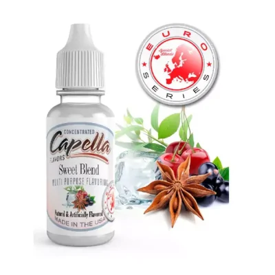 Sweet Blend - Capella Aroma 13ml (DIY)Lieferumfang: 1x Sweet Blend - Capella Aroma 13ml (DIY)Geschmack:&nbsp; Ananas, Beeren, Kirsche, Anis, Eukalyptus14542Capella Flavours5,80&nbsp;CHFsmoke-shop.ch5,80&nbsp;CHF