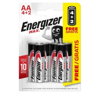 AA Baterien - LR6 Alcaline 4 + 2 - Energizer Max (6 Batterien)Alkaline-Batterien AA LR6, langlebige Energie, Null-Gieß-Garantie.Schutz vor Schäden durch Auslaufen in Ihren Geräten.Zuverlässige Energie in allen Arten von Geräten.Energie bleibt bis zu 10 Jahre lang erhalten (bei korrekter Lagerung).Verkauft in einer Packung mit 6 Stück, davon 2 gratis.14562Varta5,90 CHFsmoke-shop.ch5,90 CHF AA Baterien - LR6 Alcaline 4 + 2 - Energizer Max (6 Batterien)Alkaline-Batterien AA LR6, langlebige Energie, Null-Gieß-Garantie.Schutz vor Schäden durch Auslaufen in Ihren Geräten.Zuverlässige Energie in allen Arten von Geräten.Energie bleibt bis zu 10 Jahre lang erhalten (bei korrekter Lagerung).Verkauft in einer Packung mit 6 Stück, davon 2 gratis.14562Varta5,90 CHFsmoke-shop.ch5,90 CHF