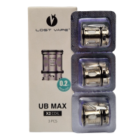 Lost Vape Ultra Boost Max (UB Max) Verdampferköpfe - vers. Ohm - 3 Köpfe (Centaurus)Lost Vape UB Max Verdampferköpfe - vers. OhmTechnische Details:Variante 1: X1 CoilWiderstand: 0.15 OhmLeistungsbereich: 80 bis 120 WattZugverhalten: DLVariante 2:  X2 CoilWiderstand: 0.2 OhmLeistungsbereich: 60 bis 80 WattZugverhalten: DLVariante 3: X3 CoilWiderstand: 0.3 OhmLeistungsbereich: 40 bis 60 WattZugverhalten: DL13643Lost Vape9,80 CHFsmoke-shop.ch9,80 CHF