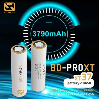 High-End Akku BD-PRO XT37 18650 3790mAh - BD VapeLieferumfang: 1x High-End Akku BD-PRO XT37 18650 3790mAh - BD VapeDies ist der erste High-End-Akku von BD Vape mit sehr hoher Kapazität.Akku im Format 18650.Enorme Kapazität von 3790mAh.Positiver Flat-Top-Kopf mit 5 Armen.Nennspannung von 3.7V - 4.2V maximal.Entladestrom von 15A kontinuierlich und 25A pulsierend.14933BD Vape12,90&nbsp;CHFsmoke-shop.ch12,90&nbsp;CHF