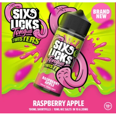 Six Licks - Tongue Twisters Raspberry Apple - 100ml Shortfill LiquidSix Licks - Tongue Twisters Raspberry Apple - 100ml Shortfill LiquidAroma: Himbeer , ApfelInhalt: 100 ml überdosiert in einer 120 ml PlastikflascheMischungsverhältnis: 70 % VG / 30 % PGInhaltsstoffe: Propylenglycol, Glycerin, versch. Aromen, Wasser15088sixs Licks Liquids22,00&nbsp;CHFsmoke-shop.ch22,00&nbsp;CHF