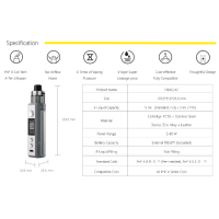 Kit Pod Drag X2 PnP X - Voopoo -18650- 80 Watt USB CEin neuer Pod Voopoo aus der Drag Familie, der Drag X2.Arbeitet mit 18650 Batterie (nicht enthalten) Aufladen über USB-C.Leistung einstellbar von 5 bis 80 Watt.Cartridge mit einer Kapazität von 5 ml und Füllung von der Seite.Top Luftstrom einstellbar.Kompatibel mit allen PnP X Serie Spulen.Leak Proof Technologie, Auslaufschutz.Leistungsstarke Gene TT 2.0 Chipsatz mit einer klaren und benutzerfreundlichen Schnittstelle.Geliefert mit1 x Drag X Mod Pod1 x 5 ml DTL Kartusche1 x Spule PnP X 0.15 ohm1 x Spule PnP X 0,3 Ohm1 x USB-Kabel-C1 x Garantiekarte1 x BenutzerhandbuchEigenschaftenAbmessungen: 129.8x31.8x28.6mmLeistungsbereich: 5-80WFassungsvermögen: 5ml Batterie: 18650Material: Zink-Legierung + LederSpulen : Alle PnP X Serie Spulenbetrieben mit 1x 18650 Batterie , nicht im Lieferumfang enthalten15194Voopoo44,90 CHFsmoke-shop.ch44,90 CHF