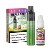 Elf Bar EV5000 Refillable Starter Kit + 10ml Liquid USB-CElf Bar EV5000 Refillable Starter Kit + 10ml Liquid Das ELFBAR EV5000 nachfüllbare Starter Kit:QUAQ Mesh, 0.8Ω10 Farben, jede gepaart mit einem 10ml Elfliq (nur 2%)TPD KOMPLIZIERTWiederaufladbar2ml e-liquid Kapazität, ermöglicht bis zu 10 Nachfüllungen10 Geschmacksrichtungen:Apfel PfirsichBlaubeereBlue Razz LimonadeBlaubeere-Himbeere-SauerErdbeer-Himbeer-Kirsche-EisKiwi Passionsfrucht GuaveKrauseminzeErdbeer-EisErdbeer-KiwiWassermeloneIm Lieferumfang enthalten sind1 x ELFBAR EV5000 Nachfüllbares Starter Kit(Der Akku kann aufgeladen werden)15411Elf Bar - Disposable Pods18,90 CHFsmoke-shop.ch18,90 CHF