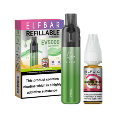 Elf Bar EV5000 Refillable Starter Kit + 10ml Liquid USB-CElf Bar EV5000 Refillable Starter Kit + 10ml Liquid Das ELFBAR EV5000 nachfüllbare Starter Kit:QUAQ Mesh, 0.8Ω10 Farben, jede gepaart mit einem 10ml Elfliq (nur 2%)TPD KOMPLIZIERTWiederaufladbar2ml e-liquid Kapazität, ermöglicht bis zu 10 Nachfüllungen10 Geschmacksrichtungen:Apfel PfirsichBlaubeereBlue Razz LimonadeBlaubeere-Himbeere-SauerErdbeer-Himbeer-Kirsche-EisKiwi Passionsfrucht GuaveKrauseminzeErdbeer-EisErdbeer-KiwiWassermeloneIm Lieferumfang enthalten sind1 x ELFBAR EV5000 Nachfüllbares Starter Kit(Der Akku kann aufgeladen werden)15411Elf Bar - Disposable Pods16,90 CHFsmoke-shop.ch16,90 CHF