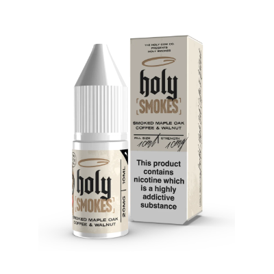 Holy Smokes Salts - Smoked Maple Oak Coffee & Walnut 10ml - 20 mg NikotinsalzHoly Smokes Salts - Smoked Maple Oak Coffee &amp; Walnut 10ml - 20 mg NikotinsalzEine aufschlussreiche Mischung aus frisch geräuchertem Kaffee, der mit dem süßesten Ahorn-Eichen-Sirup durchzogen ist, mit einem Hauch von Walnuss zur Krönung. Eine Mischung, die Sie HOLY S** schreien lassen wird.Wahlmöglichkeit: 20mg Nikotinstärke50% VG / 50% PGInhalt: 10ml FertigliquidInhaltsstoffe: 2-Isopropyl-N,2,3-trimethylbutyramid; alpha-Ionen, Natürliche und naturidentische Aromen, NikotinsalzMehr InformationenHerstellerHoly CowNikotinstärke10 mg/ml, 20 mg/mlGeschmack Getränke, NussigVerwendete AromenKaffee , Einhorn Sirup , HerkunftEnglandFlaschengrösse10 mlMischverhältnis50% VG - 50% PGInhaltsstoffeGlycerin E422, Künstliche Aromen, Naturidentische Aromen, Natürliche Aromen, Nikotinsalz, Propylenglykol E1520Allergie - SucraloseFreiAllergie - DiacetylFrei15539Holy Cow - UK Liquids4,90 CHFsmoke-shop.ch4,90 CHF