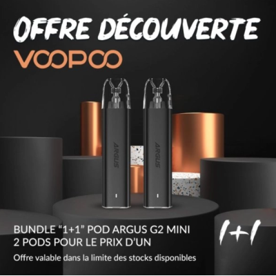 Spezialangebot - Bündle 1+1 Argus G2 Mini Pod 1200mAh - VoopooDie Argus-Familie wird mit der Ankunft des Argus G2 Mini Pods erweitert!Eingebauter 1200mAh-Akku, der über USB-C aufgeladen wird.Leistung per Knopfdruck von 5 bis 30 Watt einstellbar.Die Leistung passt sich automatisch an die eingelegte Patrone an (0,7ohm).Argus-Kartusche mit einer Kapazität von 3ml und Befüllung von oben.Eingebauter Widerstand (0.7Ohm).Einstellbare Airflow für sehr restriktives MTL-Ziehen oder semi-aerialen DL.Kompatibel mit allen Patronen der Argus pod series.Automatisches Ziehen durch Inhalation.15614Vaporesso26,00 CHFsmoke-shop.ch26,00 CHF