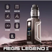 AEGIS LEGEND 3 L200 - von Geekvape (2x 18650)Aegis Legend III L200 Komplettset, der würdige Nachfolger des Legend II.Funktioniert mit zwei 18560er Akkus (nicht enthalten) und wird über USB-C aufgeladen.Maximale Leistung von 200 W.6 Betriebsarten: Power, TCR, Eco, Smart, Boosting, Memory.Fassungsvermögen von 5,5 ml und Befüllung von oben in den Tank.Kompatibel mit den Widerständen der Z-Serie (0.4ohm/0.15ohm).IP68-Standards, die allen Anforderungen standhalten.Kompaktes und intuitives 0.96" TFT-Display.Chipsatz Geekvape AS 4.0. 15712geekvape62,90 CHFsmoke-shop.ch62,90 CHF