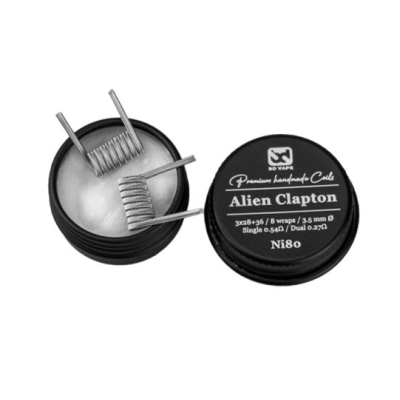 Alien Clapton Ni80 0.54 Ohm Handmade (2 Stück) - BD VapeAlien Clapton Ni80 0.54 Ohm Handmade (2 Stück) - BD VapePremium-Spulen vollständig von Hand in Full Ni80 gemacht.3x28G/36G.8 Windungen auf einer Achse von 3,5 mm Ø.Wert von 0.54Ω in Einzel.Wert von 0,27Ω in Dual.Perfekt für Ihre RDL Zerstäuber.Verkauft durch 2pcs.15989BD Vape11,90 CHFsmoke-shop.ch11,90 CHF