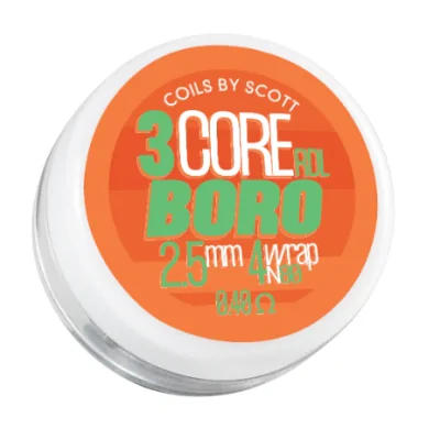 Handmade Coils By Scott - 3-Core Boro RDL 0.40 Ohm Ni80 (2 Stück) Vorgewickelte Coils -Lieferumfang: 2x Handmade Coils By Scott - 3-Core Boro RDL 0.40 Ohm Ni80 (2 Stück) Vorgewickelte Coils -Standard 2.5mm 5 Wrap N800.40 Ohm2 Coils15950Coils by Scott12,90 CHFsmoke-shop.ch12,90 CHF