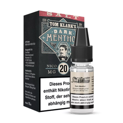 Tom Klark - Dark Menthol - Nikotinsalz Liquid 20mgTom Klark - Dark Menthol - Nikotinsalz Liquid 20mgGeschmack: Tiefer, reichhaltiger Mentholgeschmack mit dunklen, erdigen Untertönen Inhaltstoffe: Propylenglycol (PG) E1520 (Ph. Eur.), natürliche/naturidentische Aromastoffe, NikotinFlasche: 1x10ml PET Flasche mit Kindersicherungsverschluss Mischungsverhältnis: 60 VG / 40 PG 16022tom Klarks Liquid8,00 CHFsmoke-shop.ch8,00 CHF