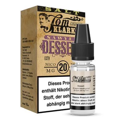 Tom Klark - Sawyer Dessert - Nikotinsalz Liquid 20mgTom Klark - Sawyer Dessert - Nikotinsalz Liquid 20mgGeschmack: Tom Klark's Dessert Nikotinsalz Liquid bietet ein luxuriöses Dampferlebnis, das die Essenz von köstlichen Desserts einfängt. Mit seiner reichhaltigen und süssen Geschmacksnote ist dieses Liquid ein wahrer Genuss für alle Naschkatzen und Liebhaber süsser Aromen. Inhaltstoffe: Propylenglycol (PG) E1520 (Ph. Eur.), natürliche/naturidentische Aromastoffe, NikotinFlasche: 1x10ml PET Flasche mit Kindersicherungsverschluss Mischungsverhältnis: 60 VG / 40 PG 16025tom Klarks Liquid8,00 CHFsmoke-shop.ch8,00 CHF