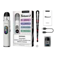 Kit Pod Talons III 1500mAh - HorizonTech - USB CHorizonTech präsentiert sein Talons III Pod Kit, praktisch und kompakt.Eingebauter 1500mAh-Akku, der sich schnell (2A) über USB-C auflädt.Einstellbare Leistung von 5 bis 40 Watt maximal dank eines Stellrads.Kartusche mit einem Fassungsvermögen von 2ml Top-Fill.Erster Pod mit intelligenter Erkennung des Spulenmaterials.Kartusche mit eingebauter Mesh-Spule.Idealer Zug für RDL und MTL Erfahrung dank seiner einstellbaren Luftstrom.Vollfarbiges TFT-Display mit zahlreichen Anzeigen.Auslaufsichere Technologie.Kompatibel mit allen Patronen der Talons-Serie.16048HorizonTech29,90 CHFsmoke-shop.ch29,90 CHF