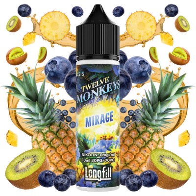 Twelve Monkeys Mirage - 0mg 10ml Longfill (DIY)Twelve Monkeys Mirage - 0mg 10ml Longfill (DIY)Mirage ist ein köstlicher Fruchtsmoothie, der die Aromen von tropischer Ananas, sonnengereifter Kiwi und saftiger Blaubeere vereint. Die perfekte Wahl für alle, die es exotisch und süss mögen. Twelve Monkeys kommt als 10ml für 60 Longfill mit 0mg Nikotin. In der Flasche ist Platz für die Zugabe von Nikotin.30PG/70VGLongfill Aroma in Mischflasche zur Herstellung von E-LiquidMarke: Twelve Monkeys Vapor Co.Geschmacksprofil: Wassermelone, Ananas, Banane, fruchtig, exotisch, aromatisch, süß, leicht säuerlichInhalt: 10 ml (in 60 ml Liquidflasche)Dosierungsempfehlung: ca. 16.66 % (durch Mischflasche vorgegeben)empfohlene Reifezeit: kann direkt nach dem Mischen gedampft werden, die Geschmacksintensität verstärkt sich zusätzlich nach ein paar Tagen des ReifensInhaltsstoffe: Propylenglycol (PG) E1520 (PH.EUR.), natürliche und naturidentische AromastoffeLieferung in einer bruchsicheren Flasche mit kindersicherer Verschlusskappe, versiegelt und mit gesetzlich vorgeschriebener Steuerbanderole versehen.Deckel mit Drehverschluss und Innendeckel mit feiner TropfspitzeHergestellt in Kanada16100Twelve Monkey12,50 CHFsmoke-shop.ch12,50 CHF