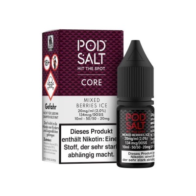 Pod Salt - ICE - Mixed Berries Ice 10ml - 20mg NikotinsalzPod Salt - ICE - Mixed Berries Ice 10ml - 20mg Nikotinsalz Dieses Liquid aus Grossbritannien ergibt, dank des Nikotinsalzes einen weichen Dampf mit einem leckeren kühlem Aroma nach gemischten Beeren- Geschmacksprofil: Ice, Beerig- Inhalt: 10ml- Nikotinstärke: 20mg- Mischungsverhältnis: 50VG/50PG- Empfohlen zur Verwendung mit: XROS Nano, Drag Q, Caliburn A2S (Podsysteme)Für das beste Pod Salt-Erlebnis empfehlen wir den MTL-Stil und jedes Gerät mit niedriger Wattzahl (10-20 Watt), mittlerem bis engem Zug und einem Widerstand von 0,8-1,2 Ohm.Mit einem Nikotingehalt von 20mg/ml ist wenig Dampf erforderlich um den Nikotinbedarf zu befriedigen. Das Nikotinsalz ermöglicht einen viel sanfteren Throat Hit als regulär. Diese Kombination ist optimal für Podsystem und MTL-Verdampfer!Pod Salt repliziert die in Tabakblättern natürlich vorkommenden Nikotinsalze, um ein perfekt glattes Erlebnis mit minimaler Rachenreizung zu erzielen. Mit Nikotinsalzen wird das Nikotin schneller absorbiert und bleibt länger erhalten, um ein höheres Maß an Zufriedenheit zu erzielen als mit herkömmlichen Nikotin-E-Flüssigkeiten.Diese Kombination von Faktoren hilft mehr Rauchern beim Übergang vom Tabakkonsum, und auch viele derzeitige Vaper stellen den Wechsel ein. Stealth-Vaping war noch nie einfacher oder befriedigender.Inhalt: 10 mlNikotingehalt: 20 mgMischverhältnis: 50% PG / 50% VGInhaltstoffe: Propylenglykol, pflanzliches Glyzerin, Aromen, Nikotin16117Pod Salt - Nikotinsaltz6,90 CHFsmoke-shop.ch6,90 CHF