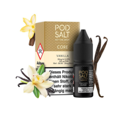 Pod Salt Fusion - Vanille - Nic Salt 10ml - 20mgErfreuen Sie Ihre Geschmacksnerven mit einem süssen Vanillie erlebnis- Geschmacksprofil: Vanille- Inhalt: 10ml- Nikotinstärke: 5mg / 10mg / 20mg- Mischungsverhältnis: 50VG/50PGFür das beste Pod Salt-Erlebnis empfehlen wir den MTL-Stil und jedes Gerät mit niedriger Wattzahl (10-20 Watt), mittlerem bis engem Zug und einem Widerstand von 0,8-1,2 Ohm.Pod Salt Nexus Mango Strawberry Peach Nic Salt 10ml - 20mgMit einem Nikotingehalt von 20mg/ml ist wenig Dampf erforderlich um den Nikotinbedarf zu befriedigen. Das Nikotinsalz ermöglicht einen viel sanfteren Throat Hit als regulär. Diese Kombination ist optimal für Podsystem und MTL-Verdampfer!Pod Salt repliziert die in Tabakblättern natürlich vorkommenden Nikotinsalze, um ein perfekt glattes Erlebnis mit minimaler Rachenreizung zu erzielen. Mit Nikotinsalzen wird das Nikotin schneller absorbiert und bleibt länger erhalten, um ein höheres Maß an Zufriedenheit zu erzielen als mit herkömmlichen Nikotin-E-Flüssigkeiten.Diese Kombination von Faktoren hilft mehr Rauchern beim Übergang vom Tabakkonsum, und auch viele derzeitige Vaper stellen den Wechsel ein. Stealth-Vaping war noch nie einfacher oder befriedigender.Inhalt: 10 mlNikotingehalt: 20 mgMischverhältnis: 50% PG / 50% VGInhaltstoffe: Propylenglykol, pflanzliches Glyzerin, Aromen, Nikotin16177Pod Salt - Nikotinsaltz6,90 CHFsmoke-shop.ch6,90 CHF