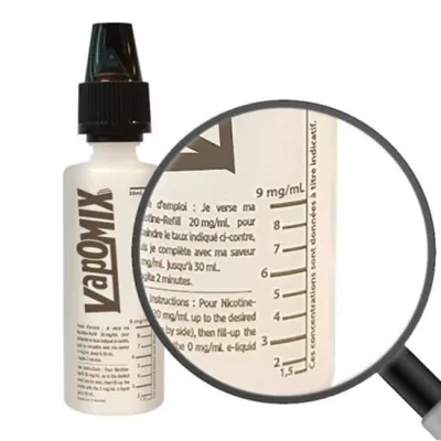 Leere Flasche - 30 ml mit Nikotin - Skalierung - Vapomixmit diesem abgestuften Fläschchen in PET-Kunststoff Kapazität 30ml. Gießen Sie einfach in Ihre Lieblings-Flüssigkeiten und ergänzen sie mit Nikotin-Booster nach dem gewünschten Nikotin Rate. Graduierte Linien werden dort sein, um Sie in der Füllung zu führenMit dieser Flasche können Sie Ihre Shortfill von 1,5 bis 9mg/ml Nikotin auffüllen. Füllen Sie zunächst den Nikotingehalt bis zum gewünschten Wert auf und füllen Sie dann Ihr Lieblingseliquid ein. Mischen und fertig!Es war noch nie so einfach, Ihr Shortfill-Format auf über 3mg zu erhöhen, es zu lagern und überallhin mitzunehmen!Hergestellt von Vapomix.16185Flaschen1,30&nbsp;CHFsmoke-shop.ch1,30&nbsp;CHF