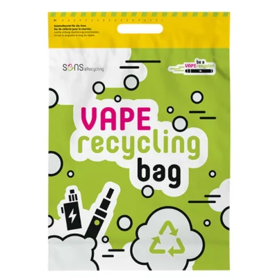 Vape Recycling Bag von SENS - Gratis Entsorgung CHDer Vape Recycling Bag von SENS ermöglicht Ihnen eine nachhaltige Entsorgung Ihrer leeren E-Zigaretten Disposables - Einweg E-Zigaretten.&nbsp; Einfach online bestellen, gebrauchte Vapes sammeln und per Post kostenlos recyceln lassen. Schon 6 recycelte Geräte ergeben genug Material für einen Handy-Akku.&nbsp;Einweg- Disposables Vapes gehören nicht in den Abfall und gehören in den Sondermüll (gleich wie Batterien)&nbsp;Vielen Dank für deine Mithilfe ! mit dem kostenlosen Recycling Bag kannst du deine Vapes umweltgerecht entsorgenAnwendung:&nbsp;Leere Akkus im Plastikbehälter/Sack sammeln und Bag in deinem Briefkasten oder Poststelle kostenlos abgeben. Die Akkus/Vapes werden umweltgerecht entsorgt / wiederaufbereitet ! Deine Mithilfe nützt der Umwelt, den Kritikern, und uns als Händler !&nbsp;Wir nehmen auch jederzeit leere Disposables zurück um Sie umweltbewusst zu entsorgen !&nbsp;Für dich keine Kosten - Für die Natur ein wichtiger Rohstoff zurück ! Bitte niemals Akkus in den Hausmüll (Verbrennung) geben !&nbsp;Vielen Dank im Vorraus !&nbsp;16292Smoke-Shop.ch0,00&nbsp;CHFsmoke-shop.ch0,00&nbsp;CHF