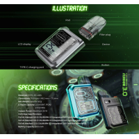 Pod Caliburn GK3 900mAh - Uwell - USB CLieferumfang1 x Mod Caliburn GK31 x Patrone 0.6Ohm1 x 0.9Ohm Patrone1 x USB-C-Kabel1 x Lanyard1 x BenutzerhandbuchDer Caliburn GK3 Pod ist ein echtes Schmuckstück im Retro-Stil, das man nicht übersehen kann!Eingebauter 900mAh-Akku, der sich über USB-C schnell mit 2A aufladen lässt.Einstellbare Leistung bis maximal 25 Watt.Fassungsvermögen von 2,5ml und Befüllung von der Seite.In die Patrone integrierter Mesh-Widerstand.Kompatibel mit allen Kartuschen der G3-Serie.Einstellbare Airflow perfekt für MTL- bis RDL-Züge.Pro-FOCS-Technologie für eine optimale Geschmackswiedergabe und auslaufsichere U²-Technologie.Klares und gut lesbares LCD-Display mit geringem Stromverbrauch.Aktivierung per Knopfdruck oder automatisch durch Inhalation.16425Uwell 21,90 CHFsmoke-shop.ch21,90 CHF