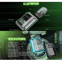 Pod Caliburn GK3 900mAh - Uwell - USB CLieferumfang1 x Mod Caliburn GK31 x Patrone 0.6Ohm1 x 0.9Ohm Patrone1 x USB-C-Kabel1 x Lanyard1 x BenutzerhandbuchDer Caliburn GK3 Pod ist ein echtes Schmuckstück im Retro-Stil, das man nicht übersehen kann!Eingebauter 900mAh-Akku, der sich über USB-C schnell mit 2A aufladen lässt.Einstellbare Leistung bis maximal 25 Watt.Fassungsvermögen von 2,5ml und Befüllung von der Seite.In die Patrone integrierter Mesh-Widerstand.Kompatibel mit allen Kartuschen der G3-Serie.Einstellbare Airflow perfekt für MTL- bis RDL-Züge.Pro-FOCS-Technologie für eine optimale Geschmackswiedergabe und auslaufsichere U²-Technologie.Klares und gut lesbares LCD-Display mit geringem Stromverbrauch.Aktivierung per Knopfdruck oder automatisch durch Inhalation.16425Uwell 21,90&nbsp;CHFsmoke-shop.ch21,90&nbsp;CHF