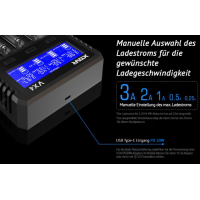 4- Fach Ladegerät Intelligent VX4 - XTARLieferumfang: 1 x 4- Fach Ladegerät Intelligent VX4 - XTAR Intelligentes Ladegerät mit 4 VX4-Steckplätzen von XTAR.Stromeingang: PD2.0 (12V 1.67A), QC3.0 (9V 2A)/5V 2A.Kompatible Akkus: 1.2V Ni-MH, 3.2V LiFePO4, 1.5V Li-Ion, 3.6/3.7V Li-Ion.Akzeptierte Batteriegröße: 10-32mmØ/L: 34-80mm.Ladestrom (pro Anzahl eingelegter Akkus): 3A x 1/2A x 2/1A x 4/0.5A x 4/0.25A x 4.Ladeabschaltspannung: 4.20 ± 0.05V.16426Xtar Charger44,90 CHFsmoke-shop.ch44,90 CHF