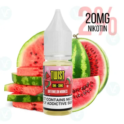 Twist E-Liquids - Watermelon Madness Nicsalt 20mg/mlTwist E-Liquids - Watermelon Madness Nicsalt 20mg/mlGeschmack: Twist E-Liquids - Watermelon Madness Nicsalt 20mg/ml (2%)&nbsp;bietet dir den erfrischenden Geschmack saftiger Wassermelone in einer perfekten Kombination mit einer Nikotinstärke von 20mg/ml (2%). Ideal für Dampfer, die eine intensive Nikotinzufuhr suchen und dabei nicht auf den einzigartigen Fruchtgeschmack verzichten möchten 50% VG 50% PGErfrischender Wassermelonengeschmack, der den ganzen Tag über überzeugt.Hohe Nikotinstärke von 20mg/ml (2%) für schnellen Nikotinkick und langanhaltende Zufriedenheit.Hochwertige Verarbeitung von DV Brands Daddy's Vapor für ein sicheres Dampferlebnis.Optimale Wahl für Umsteiger und Raucher, die den Umstieg auf Vaping suchen.16575Twisted Lollies5,50&nbsp;CHFsmoke-shop.ch5,50&nbsp;CHF