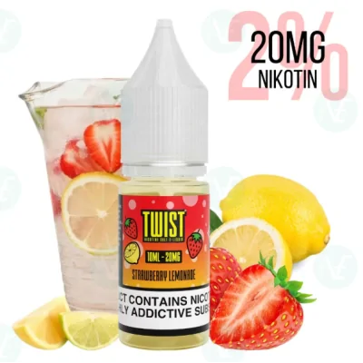 Twist E-Liquids - Strawberry Lemonade Nicsalt 20mg/mlTwist E-Liquids - Strawberry Lemonade Nicsalt 20mg/mlGeschmack: Erlebe den erfrischenden Geschmack von Twist E-Liquids – Strawberry Lemonade Nicsalt 20mg/ml (2%)!&nbsp;Diese einzigartige Kombination aus süßer Erdbeere und spritziger Limonade bietet ein unverwechselbares Dampferlebnis. Mit 20mg/ml Nikotinsalz sorgt dieses Liquid für eine sanfte Nikotinabgabe, die auch erfahrene Dampfer begeistert. Ideal für den täglichen Genuss – 50% VG 50% PGGeschmack: Süße Erdbeere trifft auf spritzige Limonade.Nikotinlevel: 20mg/ml (2%) Nikotinsalz für eine sanfte Nikotinabgabe.Inhalt: 10ml – ideal für tägliches Dampfen oder als Abwechslung.16578Twisted Lollies - UK Shortfill5,90&nbsp;CHFsmoke-shop.ch5,90&nbsp;CHF