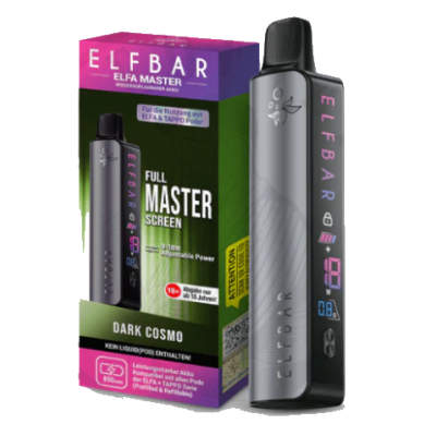 Elf Bar ELFA Master - Pod Kit - 850mAh - USB-C - vers. FarbenElfbar - Elfa Master Pod System Black Knight bietet dir das perfekte Pod-System für ein einfaches, stressfreies Dampfen. Mit einer Leistung von 9-18W und einem leistungsstarken 850mAh-Akku geniesst du langen Dampfgenuss. Die benutzerfreundliche Zugautomatik sorgt für ein müheloses Erlebnis, während das Pod System mit der gesamten ELFA Pod Serie kompatibel ist. Ideal für alle Dampfer, die Wert auf Performance und Design legen.Der ELFBAR ELFA MASTER Akku bringt dein Dampferlebnis auf ein neues Level. Mit einer 850 mAh Akkukapazität sorgt er für eine deutlich längere Nutzungsdauer, sodass du noch mehr Züge aus deinen ELFA Pods genießen kannst. Egal, ob du vorgefüllte oder nachfüllbare Pods verwendest – dieses Gerät ist für alle ELFA Pods universell kompatibel.Lieferumfang: 1 Elfbar Master Batterie ohne Pods (in Bereich Zubehör erwerbbar)16580Elf Bar - Disposable Pods18,90 CHFsmoke-shop.ch18,90 CHF Elf Bar ELFA Master - Pod Kit - 850mAh - USB-C - vers. FarbenElfbar - Elfa Master Pod System Black Knight bietet dir das perfekte Pod-System für ein einfaches, stressfreies Dampfen. Mit einer Leistung von 9-18W und einem leistungsstarken 850mAh-Akku geniesst du langen Dampfgenuss. Die benutzerfreundliche Zugautomatik sorgt für ein müheloses Erlebnis, während das Pod System mit der gesamten ELFA Pod Serie kompatibel ist. Ideal für alle Dampfer, die Wert auf Performance und Design legen.Der ELFBAR ELFA MASTER Akku bringt dein Dampferlebnis auf ein neues Level. Mit einer 850 mAh Akkukapazität sorgt er für eine deutlich längere Nutzungsdauer, sodass du noch mehr Züge aus deinen ELFA Pods genießen kannst. Egal, ob du vorgefüllte oder nachfüllbare Pods verwendest – dieses Gerät ist für alle ELFA Pods universell kompatibel.Lieferumfang: 1 Elfbar Master Batterie ohne Pods (in Bereich Zubehör erwerbbar)16580Elf Bar - Disposable Pods18,90 CHFsmoke-shop.ch18,90 CHF