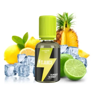 Sunset Sorbe - Aroma - High Voltage 30ml von T-Juice GB (DIY)Lieferumfang: 1x Sunset Sorbe - Aroma - High Voltage 30ml von T-Juice GB (DIY)Geschmack: Ein vibrierendes Duo aus gelber Zitrone und Limette, begleitet von der duftenden Süße der Ananas. Das Ganze wird durch ein eiskaltes Sorbet verfeinert, für ein frisches und exotisches Dampfen.Aroma nicht Pur dampfen!Marke T-JuiceLand GroßbritannienGeschmack Drink &amp; FruchtigVerpackung PE-Flasche 30ml mit kindersicherem VerschlussInhalt 30mlSteep Time 3 WochenEmpfohlene Dosierung 10%-15%.16599t-juice logo11,50 CHFsmoke-shop.ch11,50 CHF