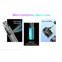Kit Pod VSEE One 1000mAh - Hellvape - USB C - Air FlowDer brandneue Pod VSEE One von Hellvape: raffiniertes Design, präzises Dampfen.Kit Pod VSEE One 1000mAh - Hellvape - USB C - Air FlowDer brandneue Pod VSEE One von Hellvape: raffiniertes Design, präzises Dampfen.Eingebauter 1000mAh Akku, der über USB-C aufgeladen wird.4 einstellbare Leistungsstufen bis maximal 30 Watt, die sich je nach eingelegter Kartusche automatisch anpassen.2ml Fassungsvermögen und seitliche Befüllung.Patrone mit eingebauter Spule (0.8Ω). Kompatibel mit Vsee Serie Patronen.Einstellbare Luftstrom, perfekt für MTL zu RDL ziehen.4 Batteriestufen abhängig von der Anzahl der Kreise.Dynamischer Farbbildschirm mit anpassbaren Themen.Automatische Aktivierung durch Inhalation.16666Hellvape18,90 CHFsmoke-shop.ch18,90 CHF