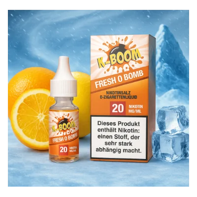 10 ml - Fresh O Bomb - NikotinSalz 20mg von K-BoomK-BOOMFresh O Bomb - NikotinsalzEin toller Orange Zitrone Mix mit angenehmer Kühle wartet auf Dich!Aroma:&nbsp;Orange, Zitrone, Kühle!Nikotinmenge: 20mg NikotinsalzInhalt: 10 ml Liquid für E-ZigarettenInhaltsstoffe: pflanzliches Glycerin, Propylenglykol, Nikotinsalz10914K-Boom5,90&nbsp;CHFsmoke-shop.ch5,90&nbsp;CHF