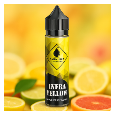 Bang Juice® InfraYellow - Longfill (DIY) Mix aus Citrus FrüchtenLieferumfang: Bang Juice® Infrared Yellow - Longfill (DIY) Mix aus Citrus FrüchtenGeschmack: Bang Juice - Infrayellow 20ml - Bist Du bereit für eine Portion Citrus? Dich erwartet ein perfekt abgestimmter fruchtig süßer Citrus Mix.Aroma:Zitrone, Limette, Frische, saftigInhalt: 20ml in einer 60ml FlascheDosierempfehlung: Flasche komplett mit Base und bei Bedarf mit Nikotinshots auffüllenInhaltsstoffe: Propylenglycol, Glycerin, AromenDie BangJuice® Flaschen werden einfach bis oben mit Deiner Lieblingsbase aufgefüllt und sind nach kurzem Schütteln der Flasche ready to vape! Es werden keine Spritze und Messbecher oder sonstiges Zubehör benötigt. 13245Bangjuice9,90 CHFsmoke-shop.ch9,90 CHF Bang Juice® InfraYellow - Longfill (DIY) Mix aus Citrus FrüchtenLieferumfang: Bang Juice® Infrared Yellow - Longfill (DIY) Mix aus Citrus FrüchtenGeschmack: Bang Juice - Infrayellow 20ml - Bist Du bereit für eine Portion Citrus? Dich erwartet ein perfekt abgestimmter fruchtig süßer Citrus Mix.Aroma:Zitrone, Limette, Frische, saftigInhalt: 20ml in einer 60ml FlascheDosierempfehlung: Flasche komplett mit Base und bei Bedarf mit Nikotinshots auffüllenInhaltsstoffe: Propylenglycol, Glycerin, AromenDie BangJuice® Flaschen werden einfach bis oben mit Deiner Lieblingsbase aufgefüllt und sind nach kurzem Schütteln der Flasche ready to vape! Es werden keine Spritze und Messbecher oder sonstiges Zubehör benötigt. 13245Bangjuice9,90 CHFsmoke-shop.ch9,90 CHF