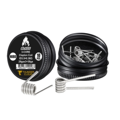 Fused Clapton Coils Ni80 0.38 Ohm (10pcs) - Thunder Cloud x Mike VapesFused Clapton Coils Ni80 0.38 Ohm (10pcs) - Thunder Cloud x Mike VapesVormontierte Ni80-Coils, die perfekt für den Blaze Solo 2 RTA geeignet sind.3-Core Clapton: 29G×3+38G.5 Umdrehungen auf einer 3.5mmØ Achse.Wert von 0.38Ω bei Single Coil.Verkauft in Schachteln mit 10Stk.16819Thunder Cloud x EL MONO VAPEADO R11,90 CHFsmoke-shop.ch11,90 CHF