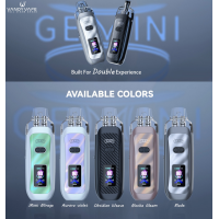 Pack Pod Gemini - 80 Watt - 2400 mAh - USB C - Vandy Vape - vers. FarbenPack Pod Gemini - Vandy Vape - vers. FarbenDer Gemini von Vandy Vape ist ein kompakter, aber dennoch sehr leistungsstarker Pod mit extremer Vielseitigkeit und setzt neue Maßstäbe!Integrierter 2400-mAh-Akku, der über USB-C aufgeladen wird.Einstellbare Leistung von 5 bis 80 Watt.Fassungsvermögen von 5,5 ml und seitliche Befüllung.In die Kartusche integrierter Twin Core Dual Mesh-Widerstand mit außergewöhnlicher Intensität.Kompatibel mit Kartuschen der Gemini-Serie und der BB Box RBA-Kartusche (nicht im Lieferumfang enthalten).Einstellbarer Airflow, perfekt für MTL- bis DL-Züge.Klares und gut lesbares 0,96-Zoll-TFT-Display.Robuste Konstruktion aus Zinklegierung und PCTG.16856Vandy Vape Full Steam Ahead48,00 CHFsmoke-shop.ch48,00 CHF