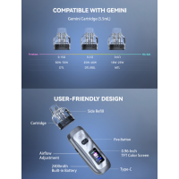 Pack Pod Gemini - 80 Watt - 2400 mAh - USB C - Vandy Vape - vers. FarbenPack Pod Gemini - Vandy Vape - vers. FarbenDer Gemini von Vandy Vape ist ein kompakter, aber dennoch sehr leistungsstarker Pod mit extremer Vielseitigkeit und setzt neue Maßstäbe!Integrierter 2400-mAh-Akku, der über USB-C aufgeladen wird.Einstellbare Leistung von 5 bis 80 Watt.Fassungsvermögen von 5,5 ml und seitliche Befüllung.In die Kartusche integrierter Twin Core Dual Mesh-Widerstand mit außergewöhnlicher Intensität.Kompatibel mit Kartuschen der Gemini-Serie und der BB Box RBA-Kartusche (nicht im Lieferumfang enthalten).Einstellbarer Airflow, perfekt für MTL- bis DL-Züge.Klares und gut lesbares 0,96-Zoll-TFT-Display.Robuste Konstruktion aus Zinklegierung und PCTG.16856Vandy Vape Full Steam Ahead48,00 CHFsmoke-shop.ch48,00 CHF